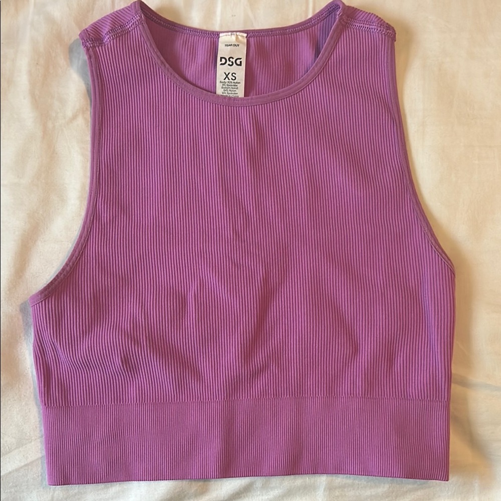 DSG Purple Sleeveless Fitted Crop Tank Top